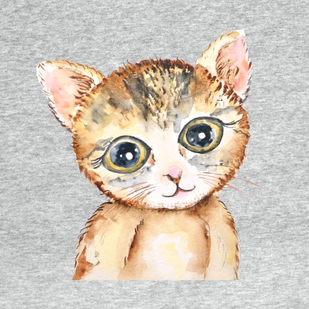 cute baby cat pussy watercolor by colorandcolor